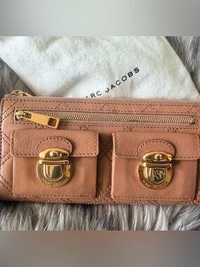Marc Jacobs Blush Quilted Double Buckle Leather Wallet